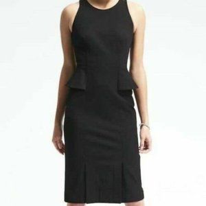 Banana Republic Women 0 Peplum Sheath Suit Dress Sleeveless Stretch Black NWT